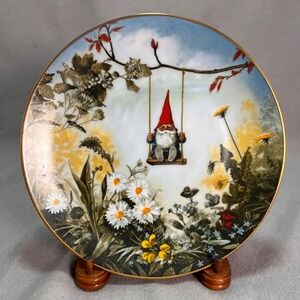 Rien Poortvliet Little Swinger Plate One Spring Gnomes Four Seasons Porcelain